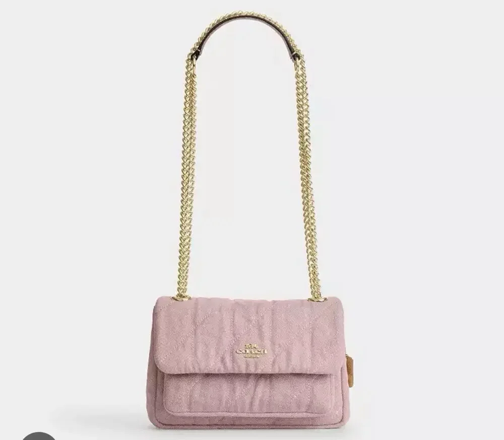 B3-005 Coach Elodie Crossbody Bag In Loved Pink Denim With Quilting CER78